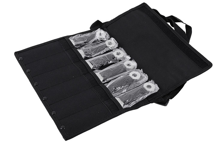 Kunai Aço inoxidável, Cromado & Trança Preto - lote de 6 (20 cm)