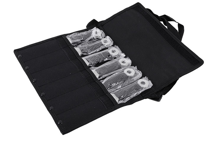 Kunai em aço inoxidável, cromado e trançado preto - Conjunto de 6 (20 cm)