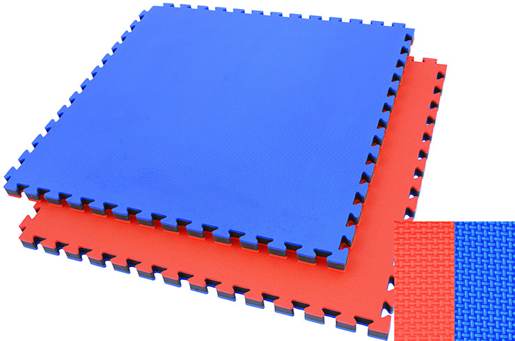 Tatami Puzzle 4 cm, Bleu/Rouge, Motif en T (Polyvalent) - Haut de Gamme