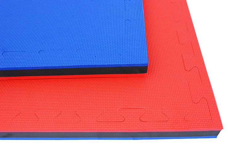 Tatami Puzzle 4 cm, Bleu/Rouge, Motif en T (Polyvalent) - Haut de Gamme
