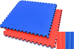 Tatami Puzzle 4 cm, Bleu/Rouge, Motif Paille de Riz - Haut de Gamme