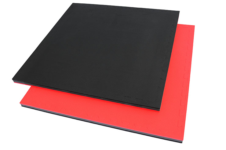 Tatami Puzzle 4 cm, Noir/Rouge, Motif en T (Polyvalent) - Haut de Gamme
