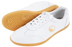 Chaussures Taichi «Jinwu» Blanches, Yin Yang Or
