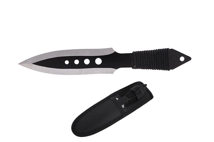 Punhais Kunai pretas e cromadas, aço inoxidável - Lote de 3 (19 cm)