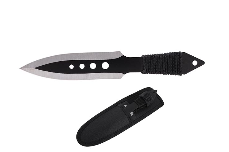 Dagues Kunai noir & chrome, Acier Inox - Lot de 3 (19 cm)