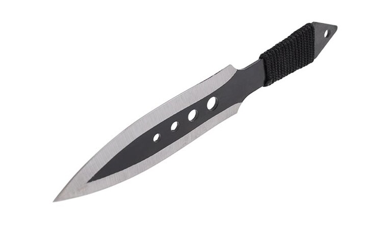 Punhais Kunai pretas e cromadas, aço inoxidável - Lote de 3 (19 cm)
