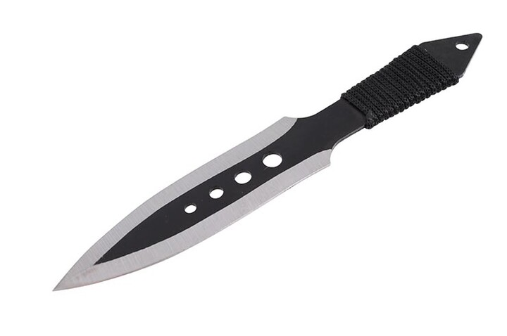 Punhais Kunai pretas e cromadas, aço inoxidável - Lote de 3 (19 cm)