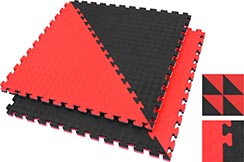 Tatami Puzzle 2,5 cm, Noir/Rouge, Motif Rhombique | Coupe diagonale