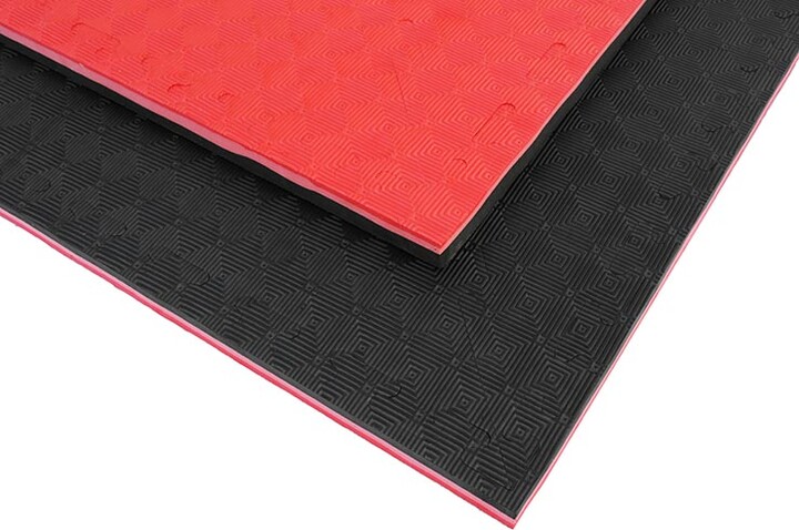 Tatami Puzzle 2,5 cm, Noir/Rouge, Motif Rhombique | Coupe diagonale
