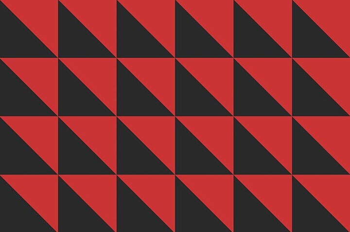 Tatami Puzzle 2,5 cm, Noir/Rouge, Motif Rhombique | Coupe diagonale