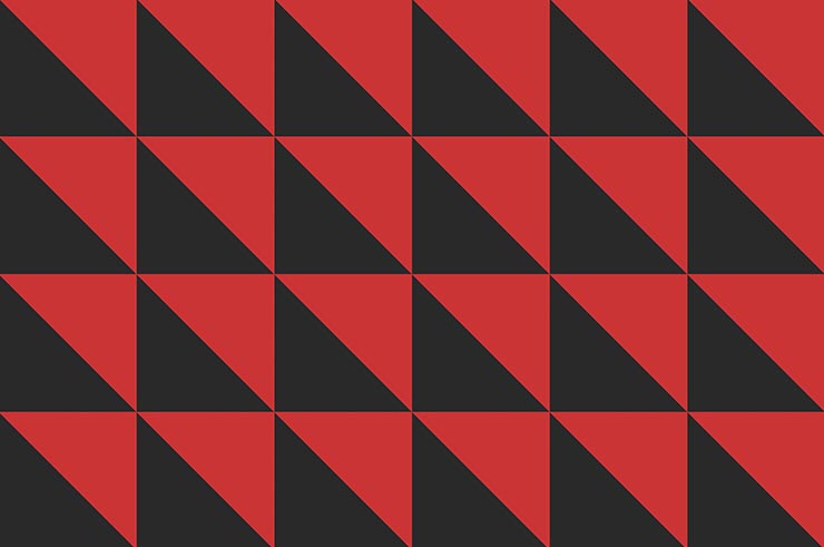 Tatami Puzzle 2,5 cm, Black/Red, Rhombic pattern | Diagonal cut