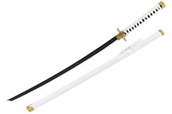 Realistic White Katana, Round guard, Baohu - Bamboo Replica