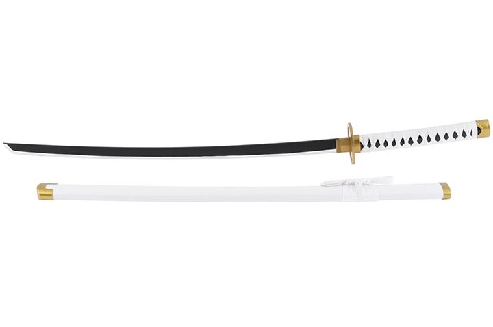 Realistic White Katana, Round guard, Baohu - Bamboo Replica