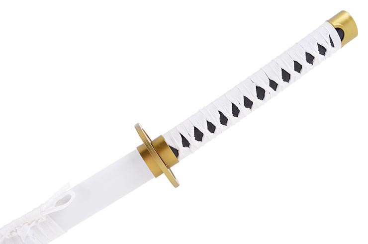 Katana réaliste Blanc, Garde ronde, Baohu - Réplique Bambou