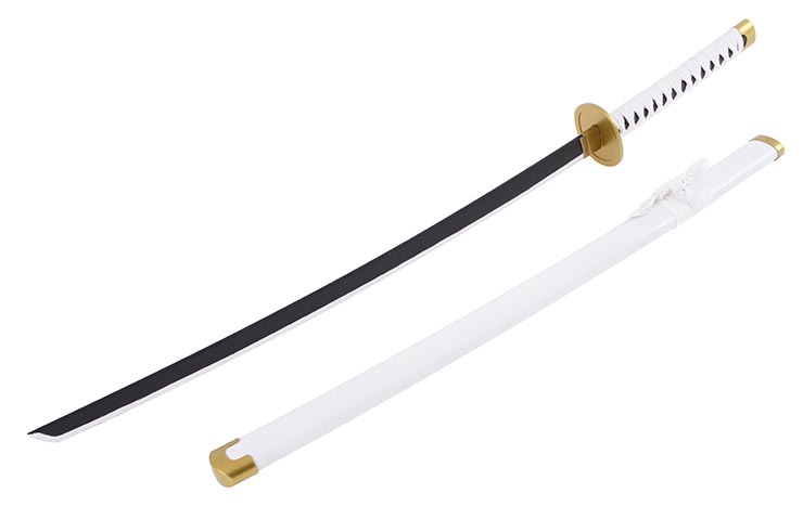 Katana réaliste Blanc, Garde ronde, Baohu - Réplique Bambou