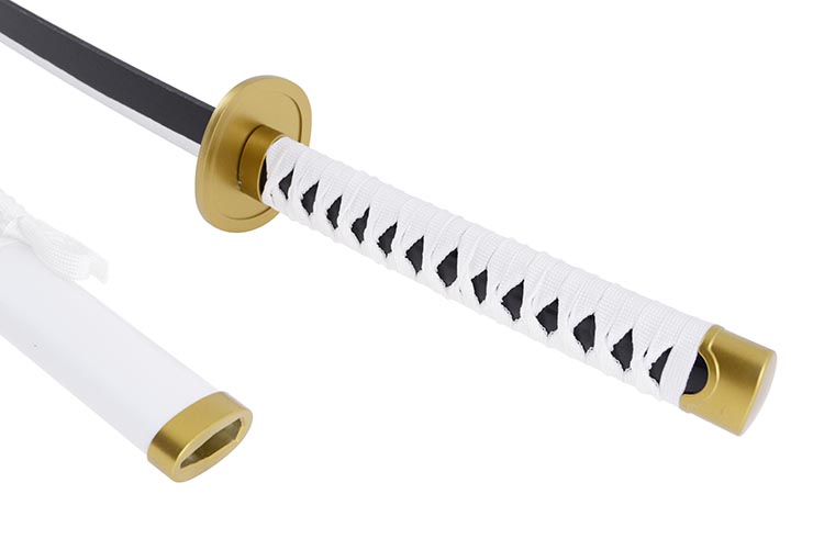 Katana réaliste Blanc, Garde ronde, Baohu - Réplique Bambou