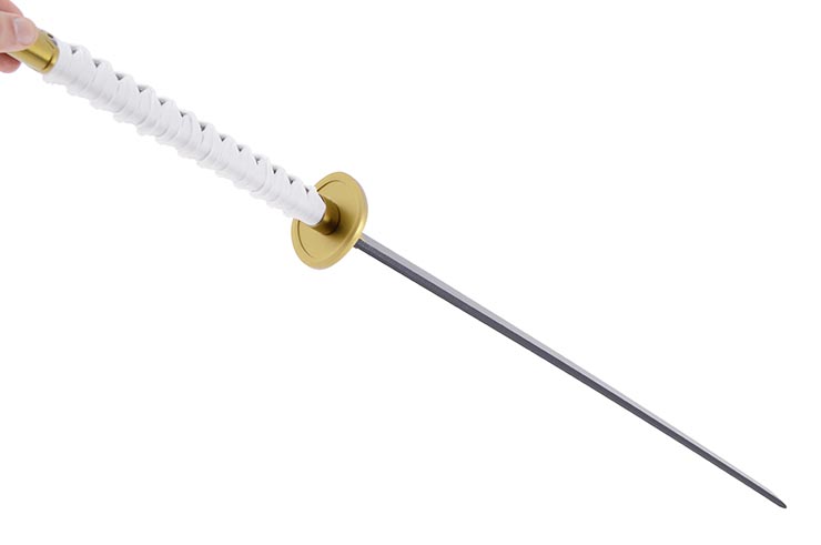 Katana réaliste Blanc, Garde ronde, Baohu - Réplique Bambou