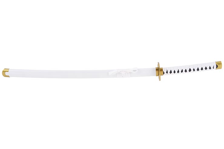 Katana réaliste Blanc, Garde ronde, Baohu - Réplique Bambou