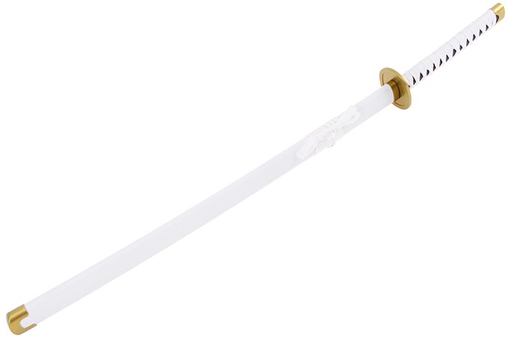 Katana réaliste Blanc, Garde ronde, Baohu - Réplique Bambou