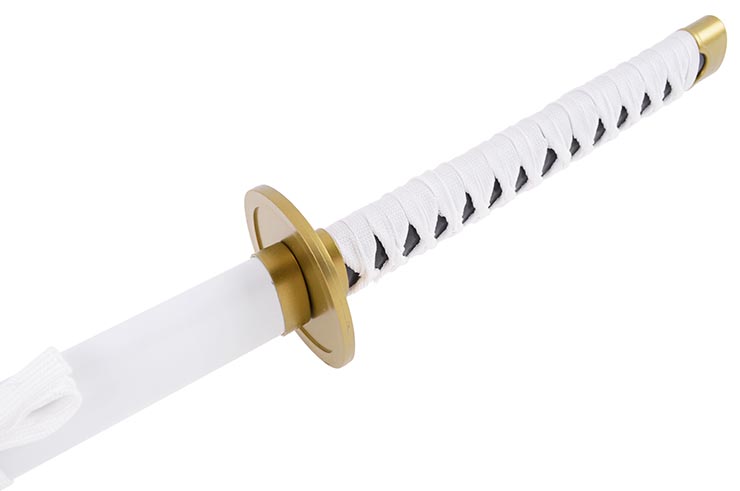 Katana réaliste Blanc, Garde ronde, Baohu - Réplique Bambou