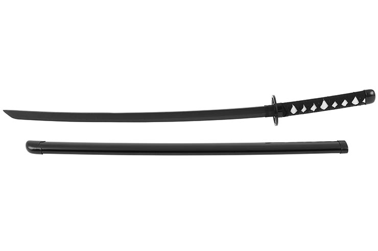 Katana Negro realista, guardia redonda, Baohu - Réplica de Bambú