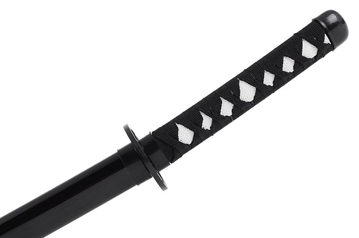 Realistic Black Katana, round guard, Baohu - Bamboo Replica