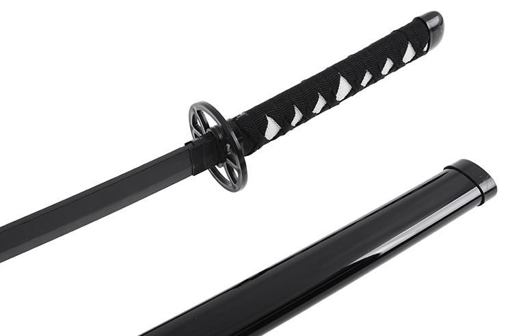 Realistic Black Katana, round guard, Baohu - Bamboo Replica