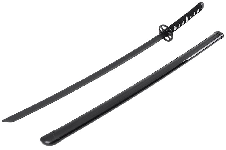 Realistic Black Katana, round guard, Baohu - Bamboo Replica