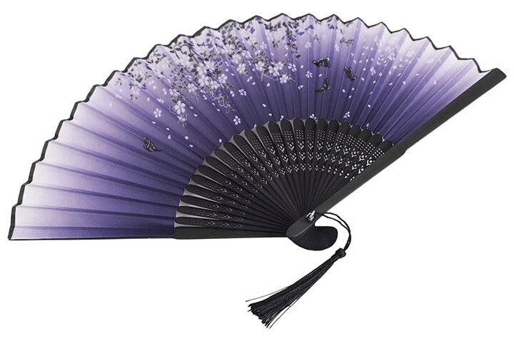 Ventilador de verão leve, flores e borboletas