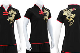 Chang Quan top, golden dragon - Premium cotton
