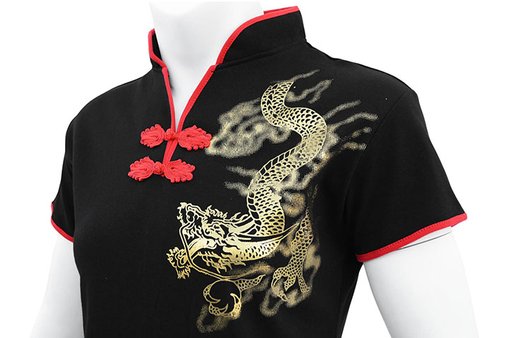 Chang Quan top, dragón dorado - Algodón de primera calidad