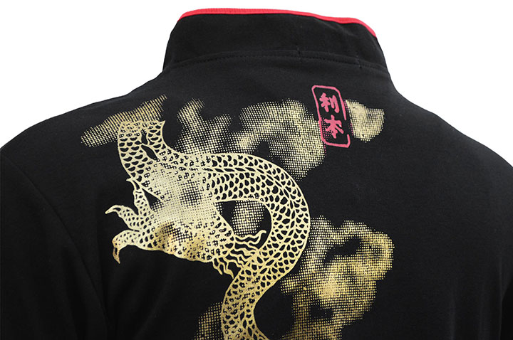 Chang Quan top, dragón dorado - Algodón de primera calidad