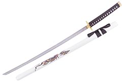 Katana Iaito Dragon Doré, Blanc & Tressage Brun