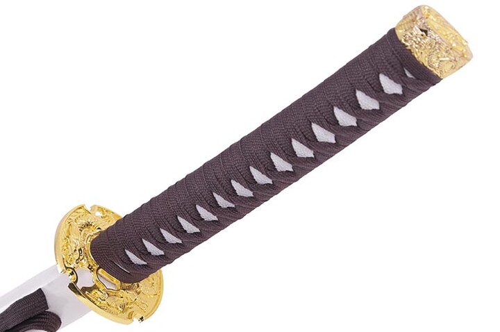Katana Iaito Dragão Trança Dourada, Branca e Castanha