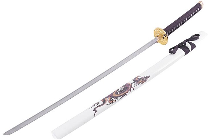 Katana Iaito Dragão Trança Dourada, Branca e Castanha