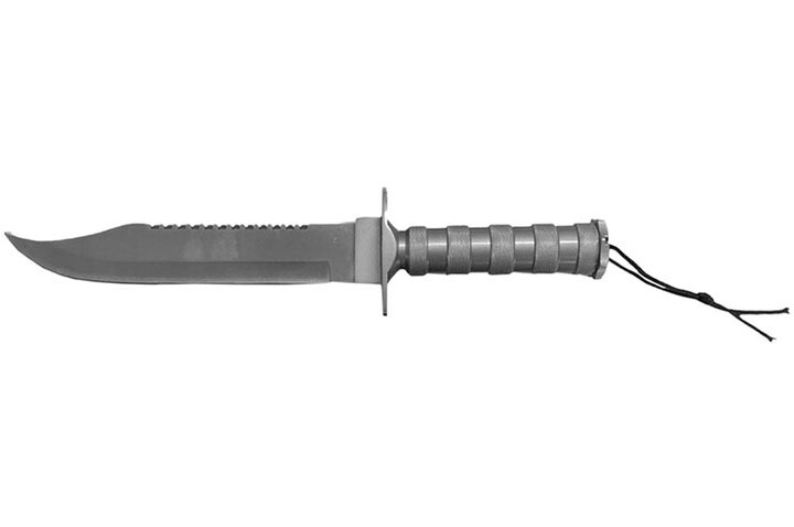Faca de sobrevivência e combate, pega em metal (23 cm)