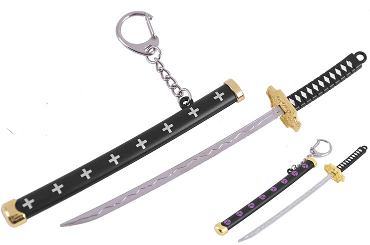 Katana Keychain & Letter Opener, Black with motifs - One pièce