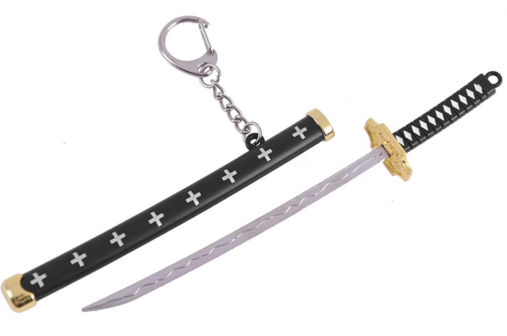 Katana Keychain & Letter Opener, Black with motifs - One pièce