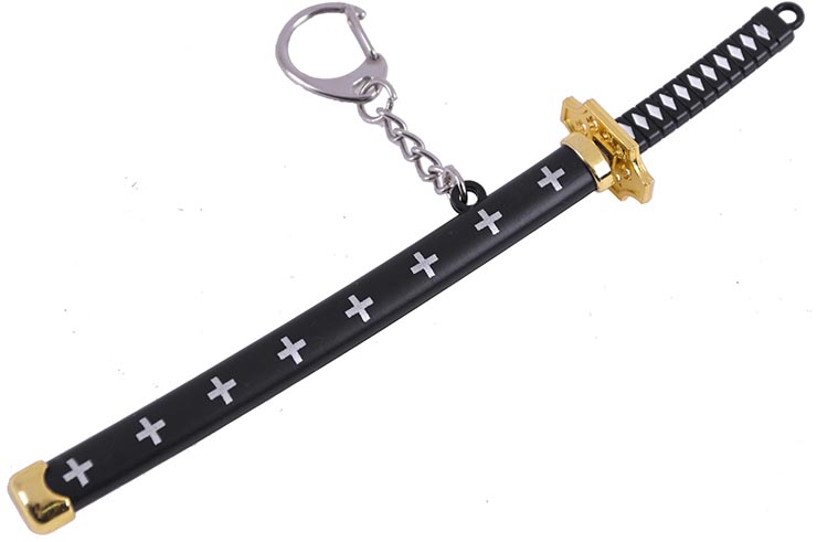 Katana Keychain & Letter Opener, Black with motifs - One pièce