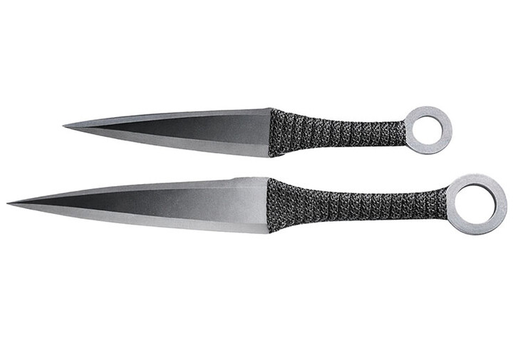 Pair Kunai Fei Biao Steel Silver, Braided handle