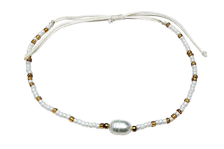 Thai Bracelet, Genuine Mother-of-Pearl Stone & Pearls