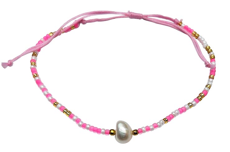 Pulsera tailandesa, Madreperla genuina y perlas