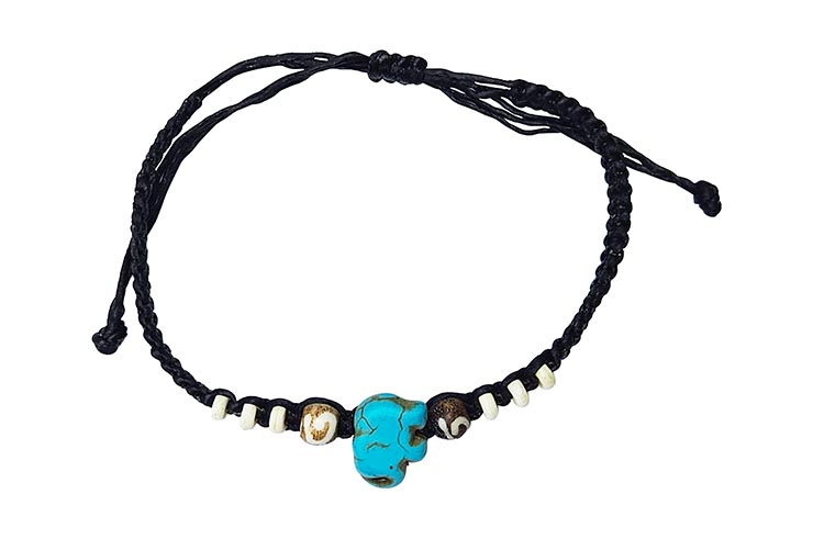 Thai Bracelet - Blue Elephant, Colored Beads