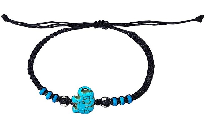 Pulseira tailandesa - Elefante azul, contas coloridas