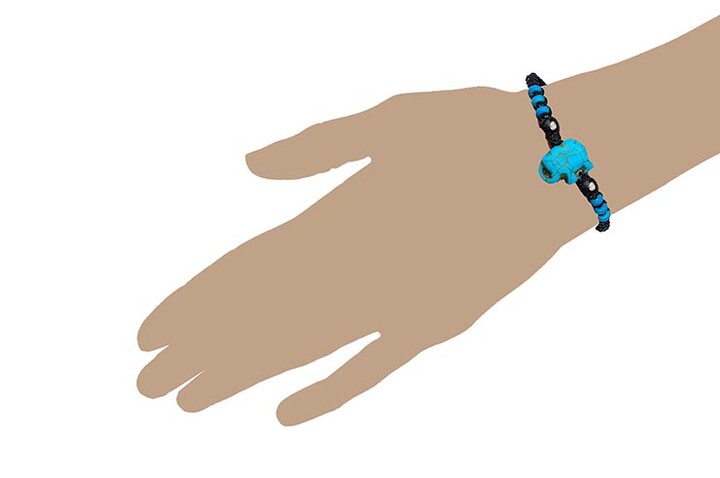 Pulseira tailandesa - Elefante azul, contas coloridas