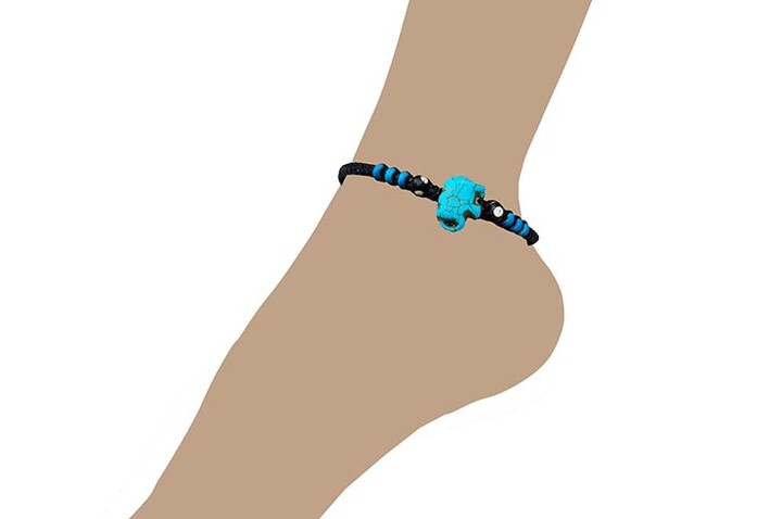 Pulseira tailandesa - Elefante azul, contas coloridas