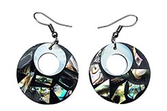 Thai earrings, Polychrome Circle - Genuine mother-of-pearl