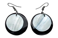 Thai earrings, Discs - Genuine mother-of-pearl