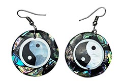 Boucle d'oreilles Thaïlandaises, Yin Yang - Nacre véritable