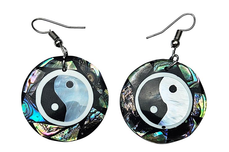 Boucle d'oreilles Thaïlandaises, Yin Yang - Nacre véritable